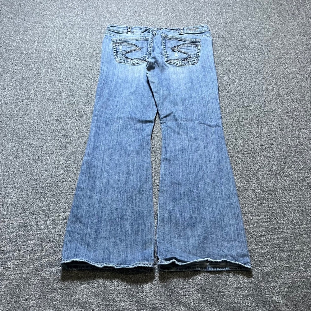 Silver Jeans Alex Flare Jeans W34 L33 Blue Distressed Denim Y2K Low Rise